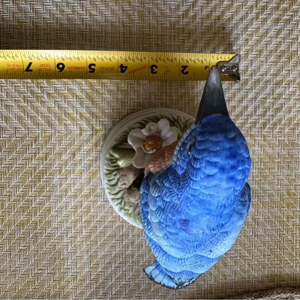 Blue and Peach Decorative Bird Figurine for Birds & Pet Decor